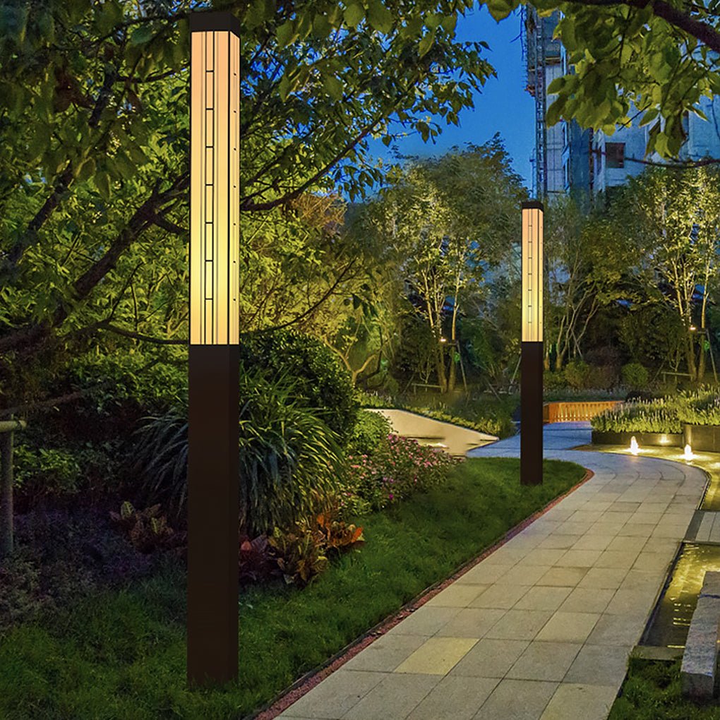 Retro Outdoor Lamp Post — Stainless Steel & Imitation Marble, T5, IP54, Hardwired, 71"–110"