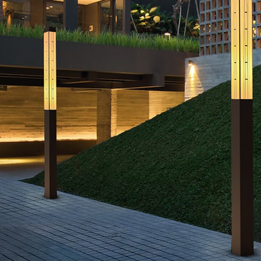 Retro Outdoor Lamp Post — Stainless Steel & Imitation Marble, T5, IP54, Hardwired, 71"–110"