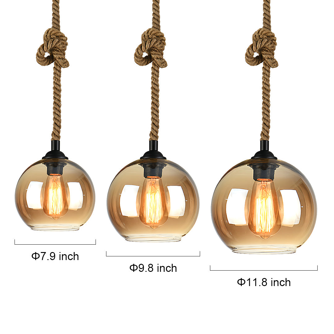 Minimalist Retro Hemp Rope Mini Pendant — Hand-Blown Glass, E27, 5W Warm Light, 1-Light