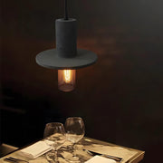 retro industrial led pendant light with nordic minimalist design in cement and mesh