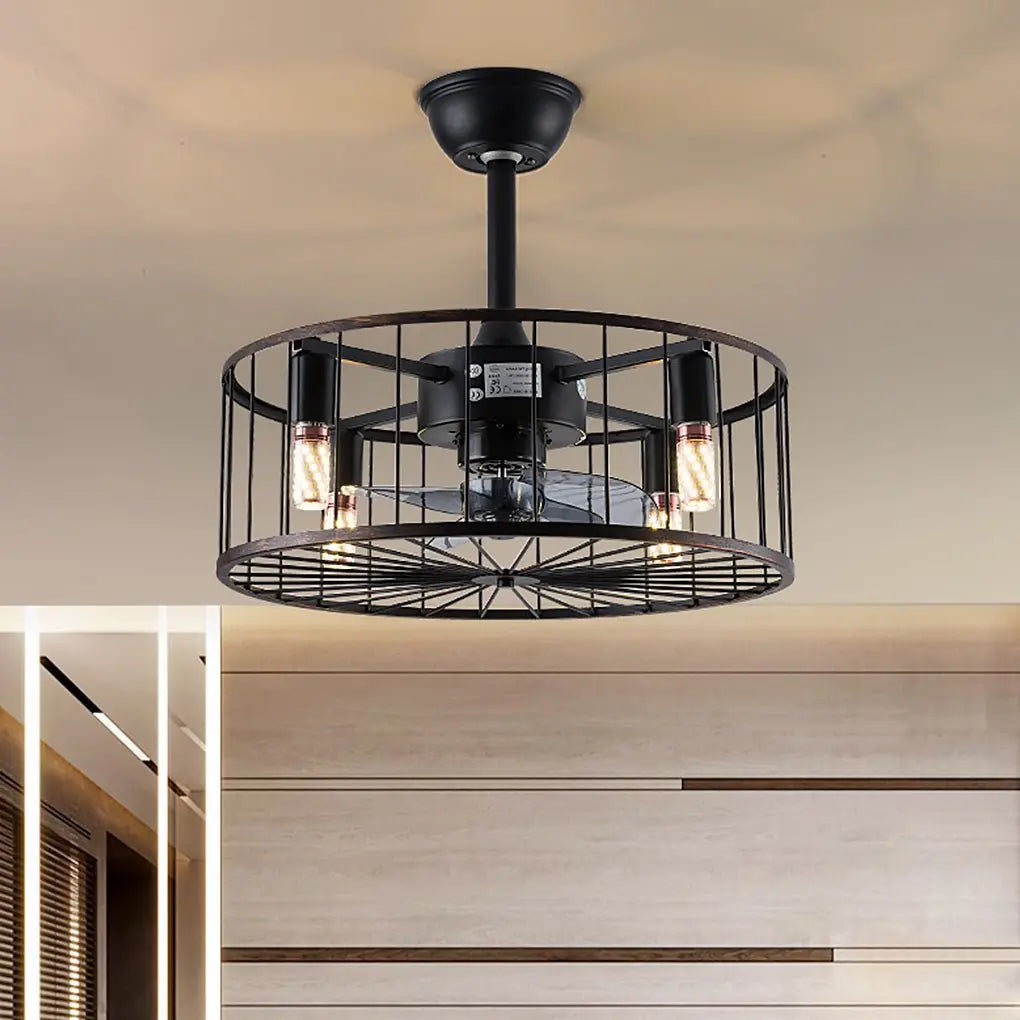 Retro Industrial Bladeless Ceiling Fan Lamp with Three-Speed Wind Regulation and Silent Operation Luxe