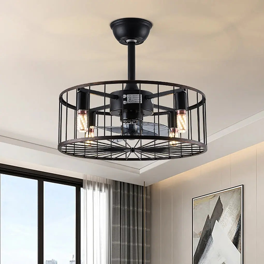 Retro Industrial Bladeless Ceiling Fan Lamp with Three-Speed Wind Regulation and Silent Operation Luxe