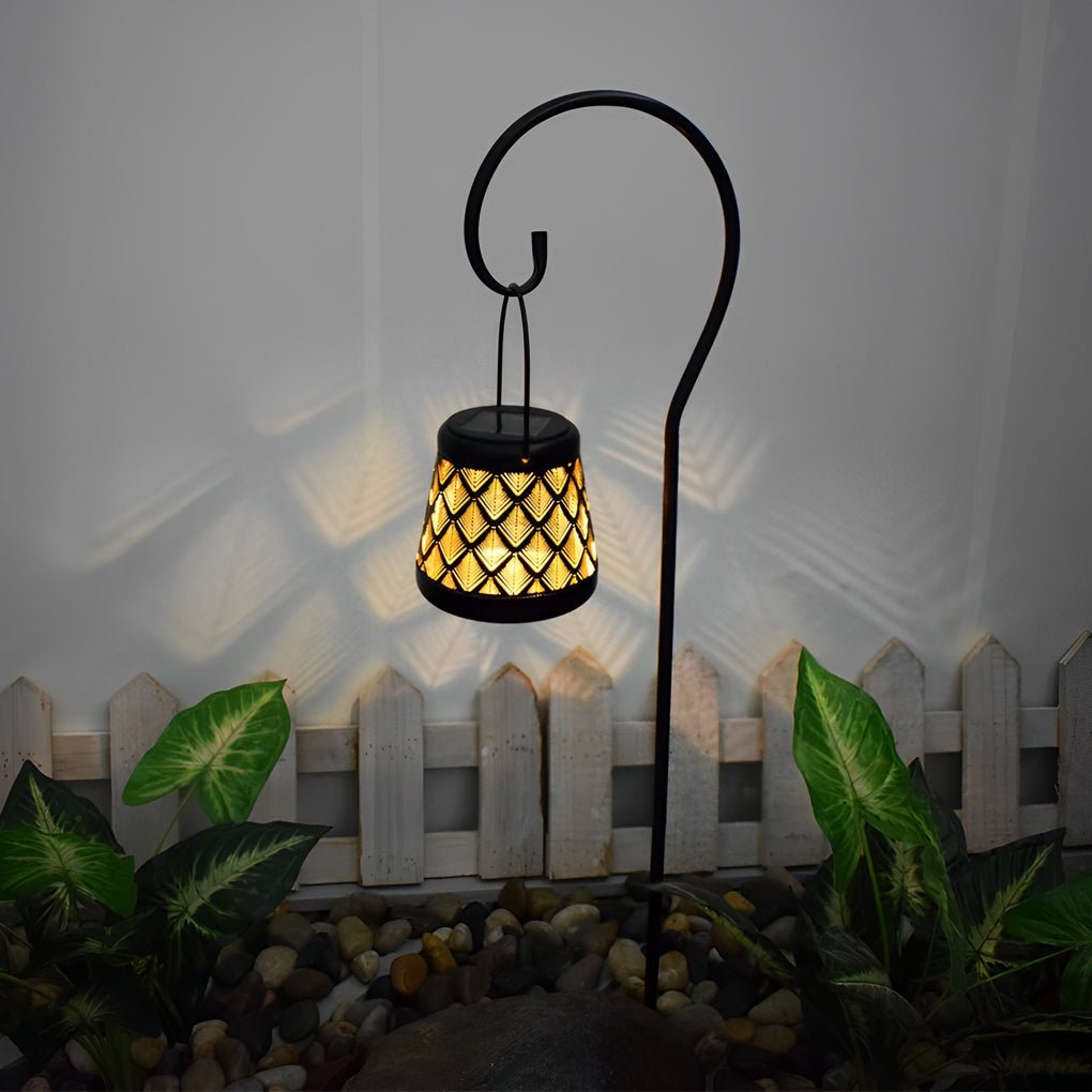 Retro Iron Mesh Solar Hanging Lanterns, 2-Pack — Black, LED, IP55 Weatherproof, 4.7" × 9.3"