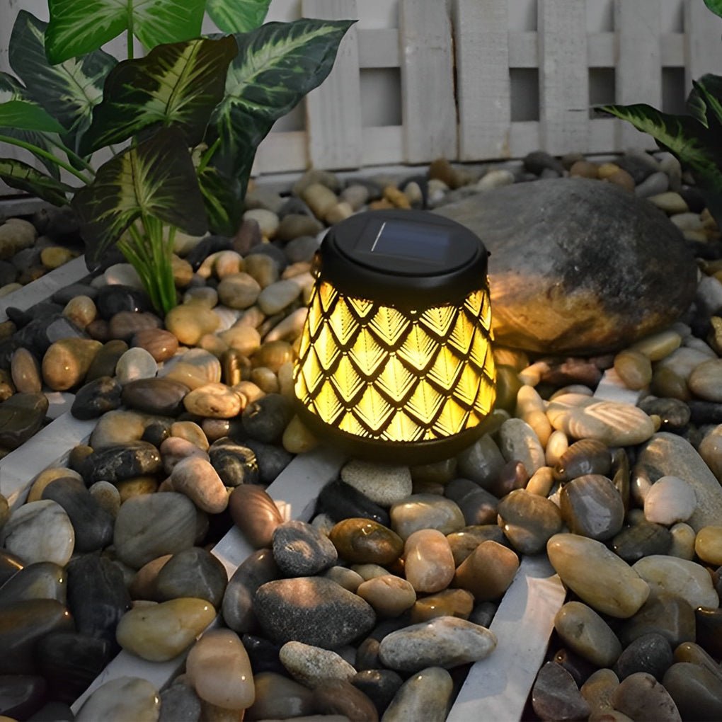 Retro Iron Mesh Solar Hanging Lanterns, 2-Pack — Black, LED, IP55 Weatherproof, 4.7" × 9.3"