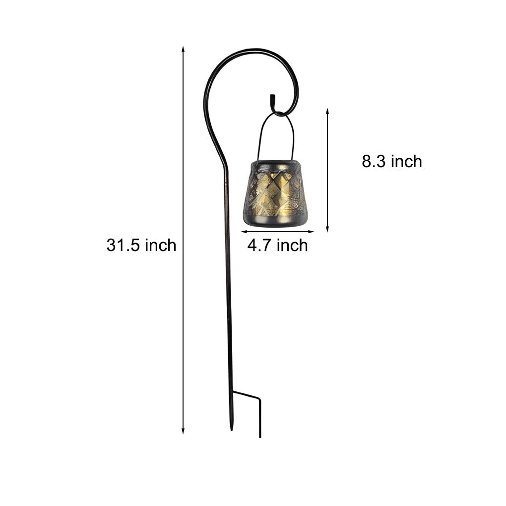 Retro Iron Mesh Solar Hanging Lanterns, 2-Pack — Black, LED, IP55 Weatherproof, 4.7" × 9.3"