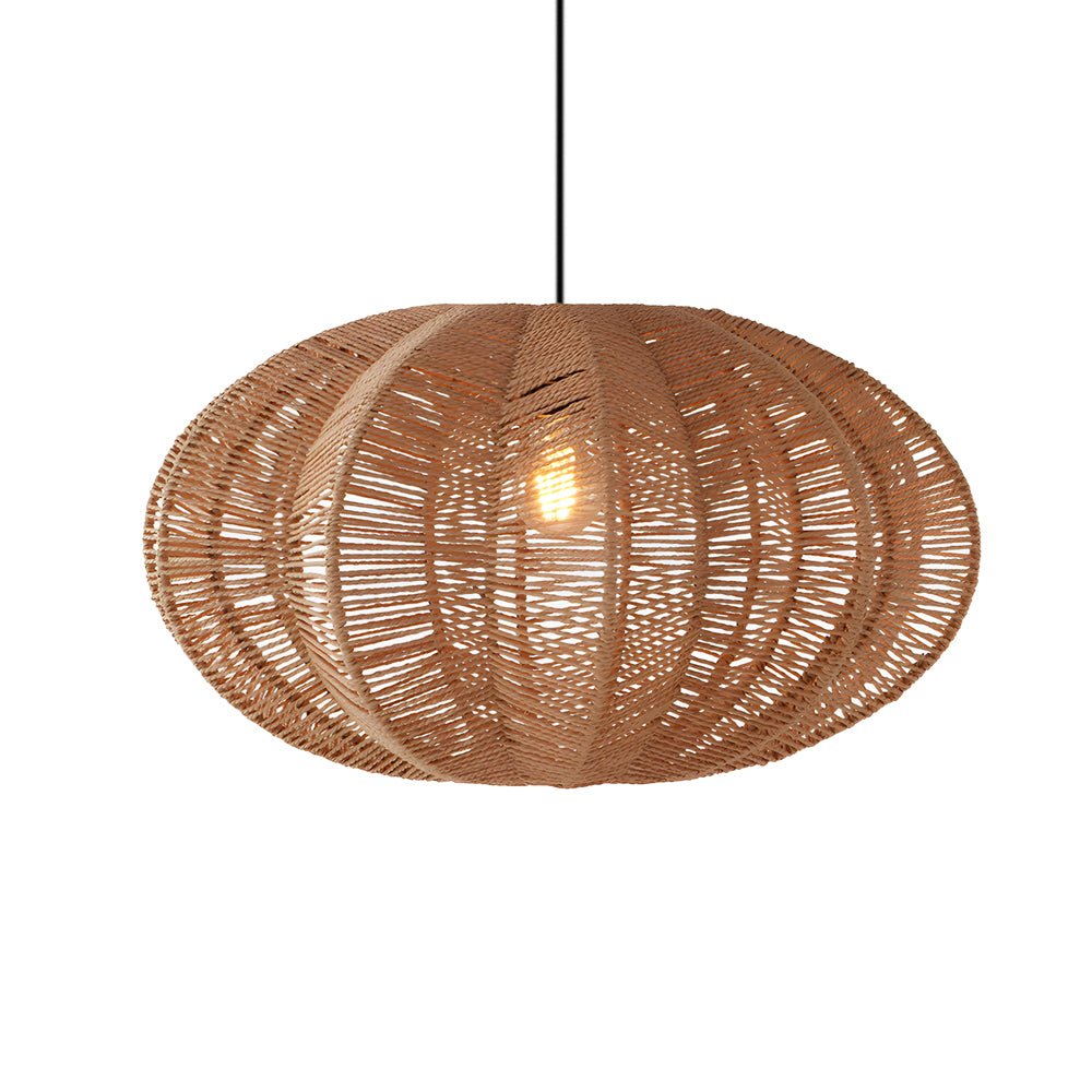 Wabi-Sabi Retro Lantern Chandelier — Hemp Rope and Hardware, E27, Warm White 3000K, Hardwired