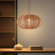 Wabi-Sabi Retro Lantern Chandelier — Hemp Rope and Hardware, E27, Warm White 3000K, Hardwired