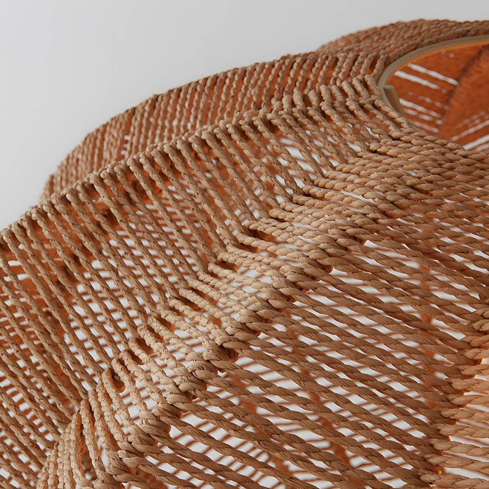 Wabi-Sabi Retro Lantern Chandelier — Hemp Rope and Hardware, E27, Warm White 3000K, Hardwired
