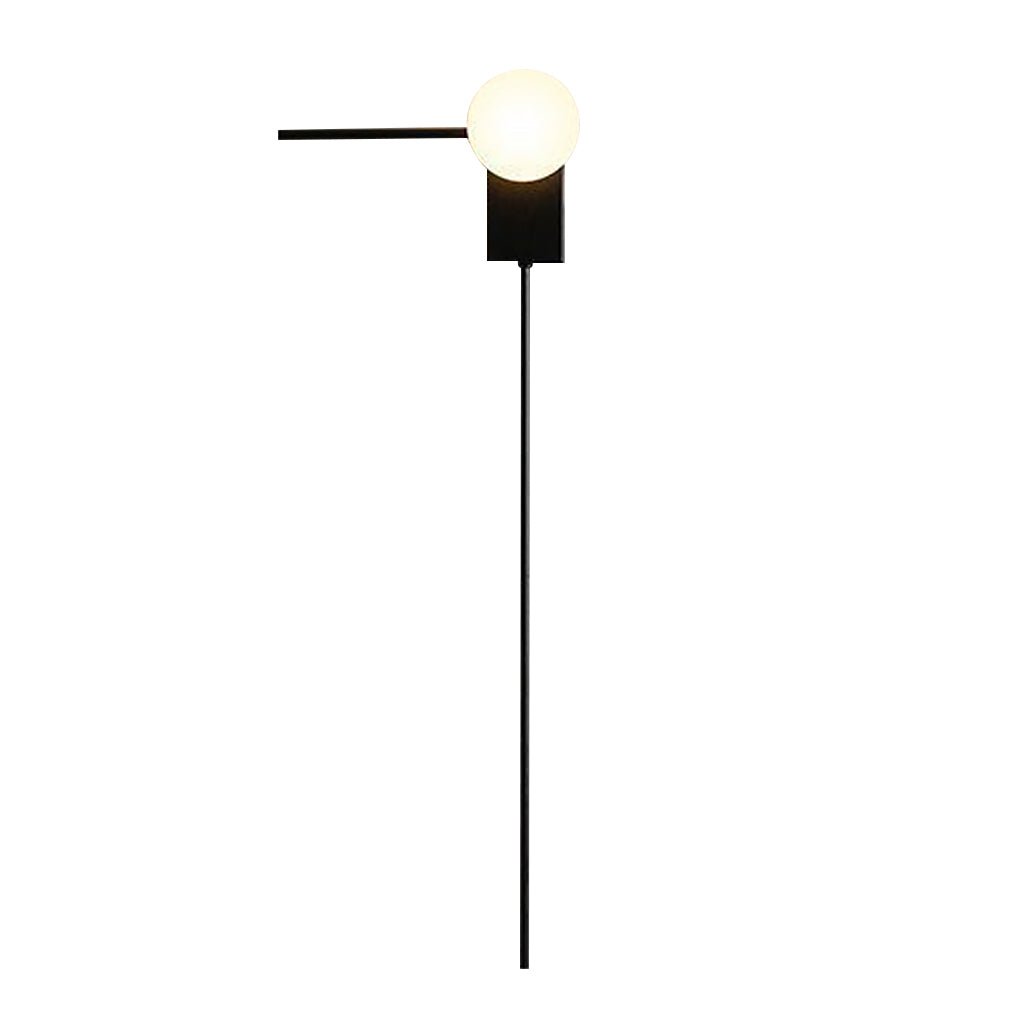 Spherical Frosted Glass Wall Sconce — Black Metal, Mid-Century Retro, G9 5W