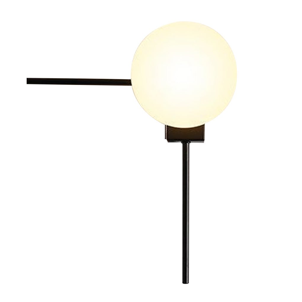 Spherical Frosted Glass Wall Sconce — Black Metal, Mid-Century Retro, G9 5W
