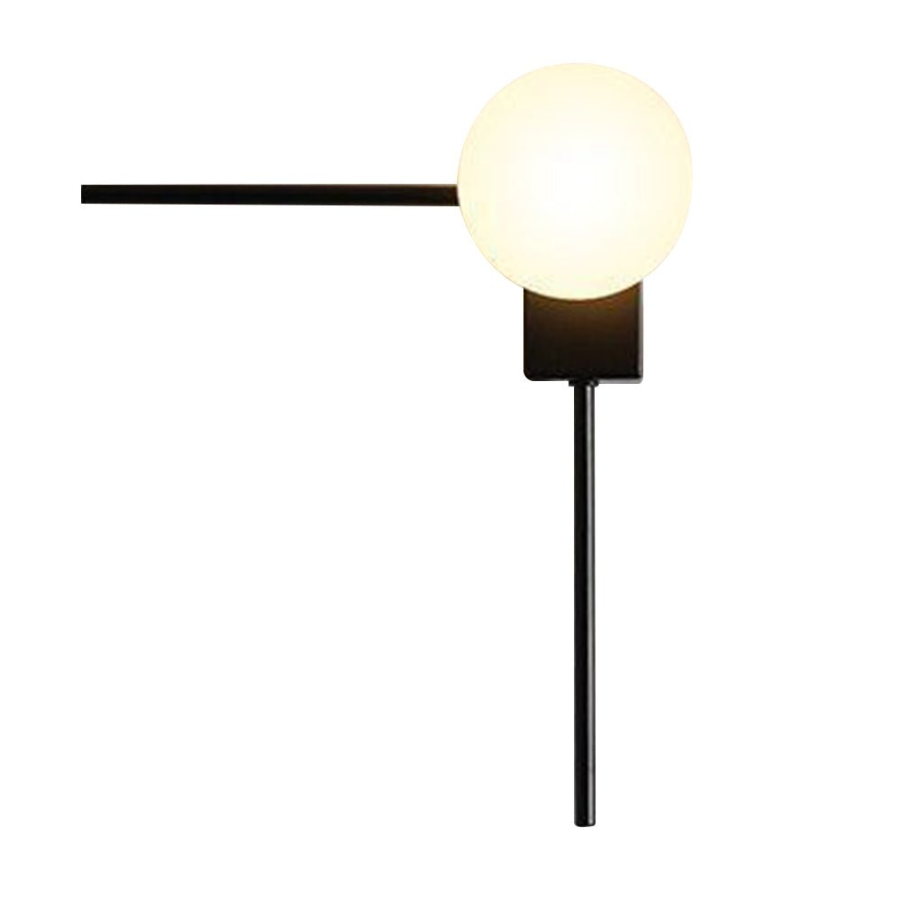 Spherical Frosted Glass Wall Sconce — Black Metal, Mid-Century Retro, G9 5W