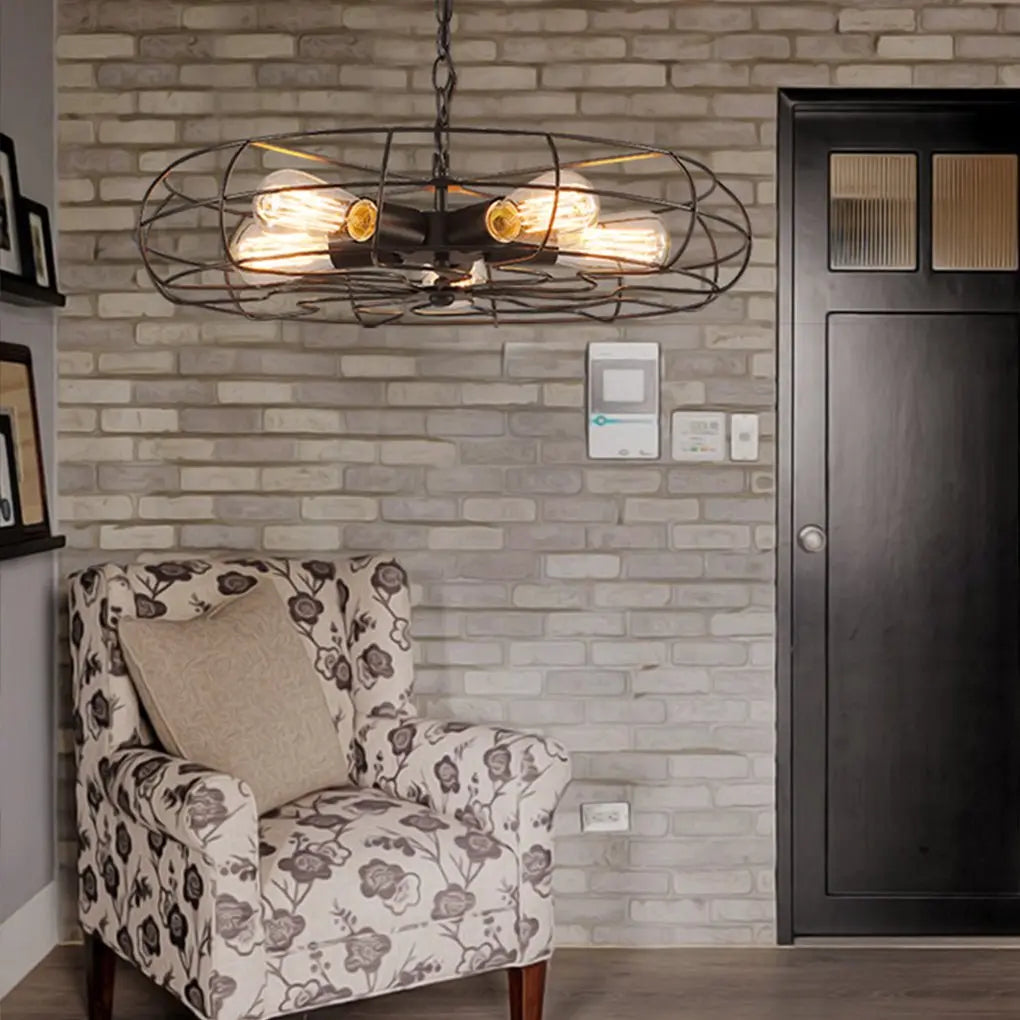 Industrial Ceiling Fan Chandelier with Retro Nostalgic Design for Cafes and Restaurants Luxe