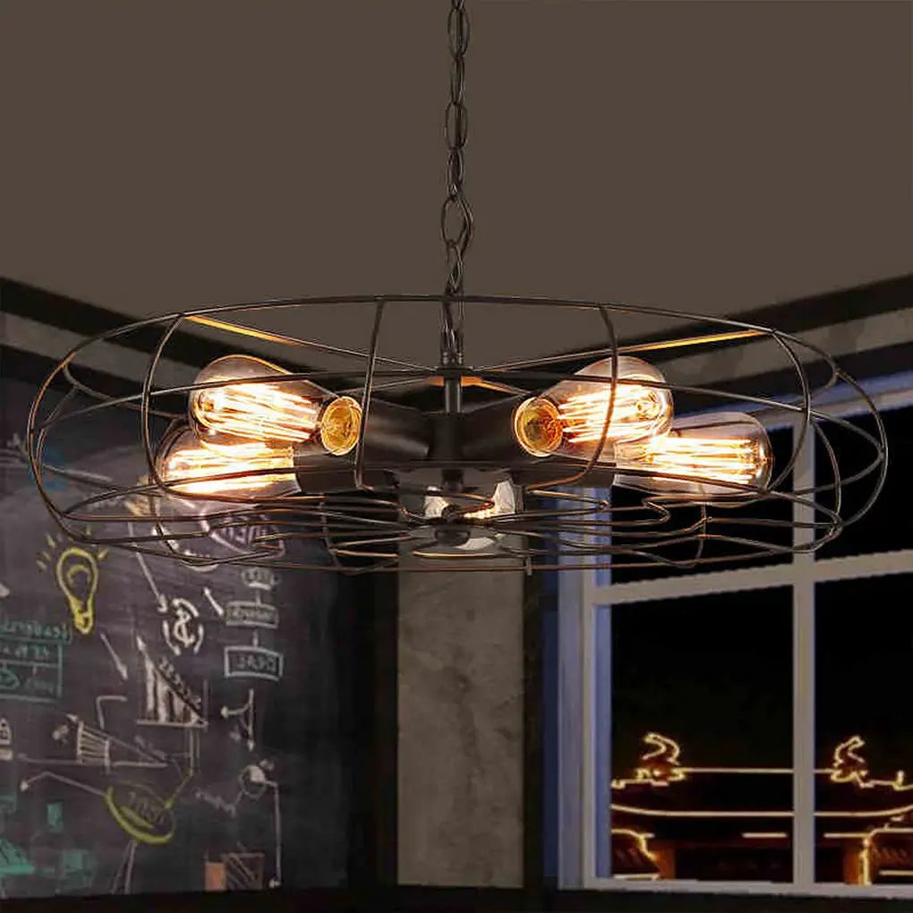 Industrial Ceiling Fan Chandelier with Retro Nostalgic Design for Cafes and Restaurants Luxe