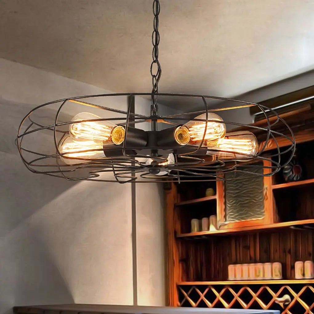 Industrial Ceiling Fan Chandelier with Retro Nostalgic Design for Cafes and Restaurants Luxe