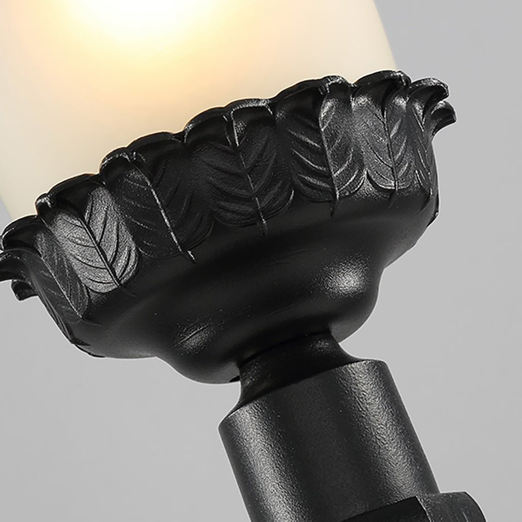 Vintage High-Pole Outdoor Post Light — Black Iron and Glass, 39" Tall, Warm White