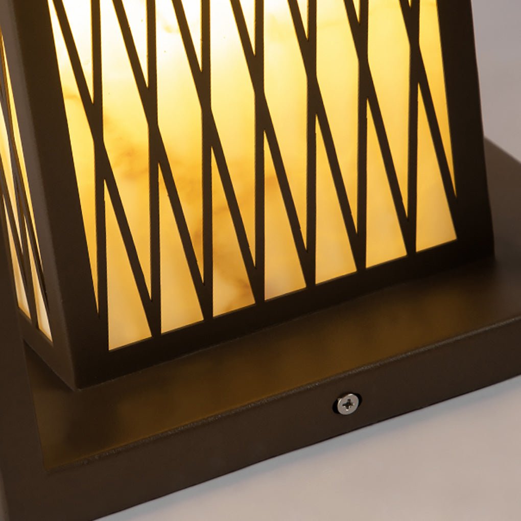 Rectangular Retro Courtyard Bollard Light — Stainless Steel with Imitation Marble, E27, IP54, 9"×9"×22"