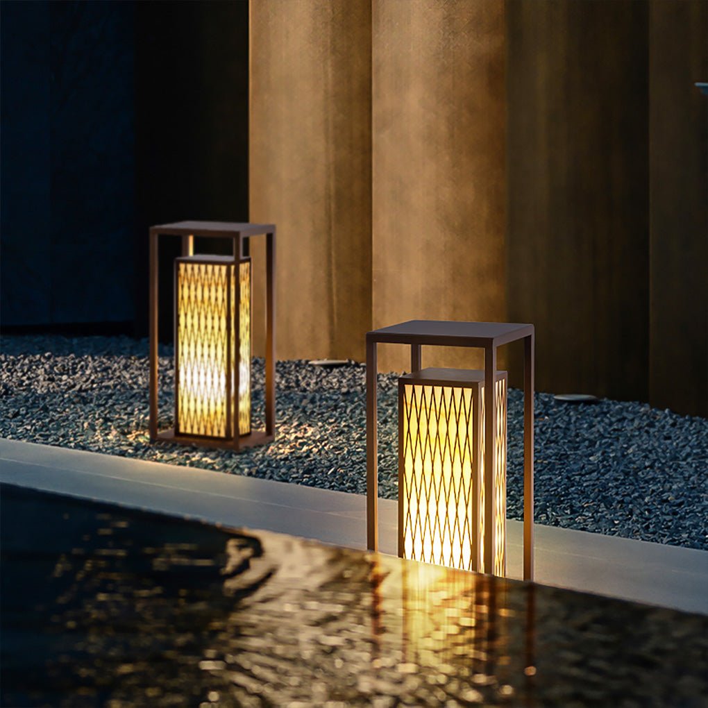 Rectangular LED Outdoor Light in Classic Asian Courtyard Style