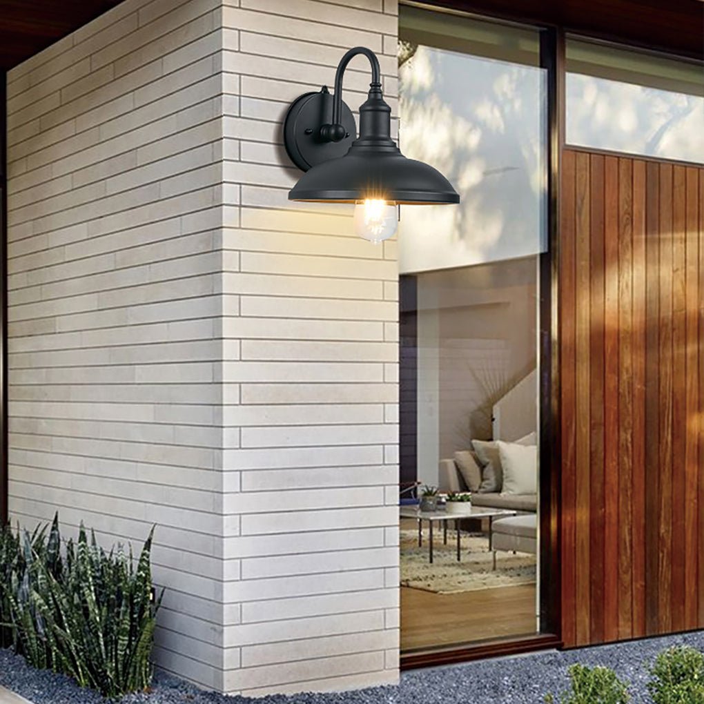 Retro Outdoor Wall Sconce — Aluminum, IP65 Weatherproof, Auto Light-Sensing, Black