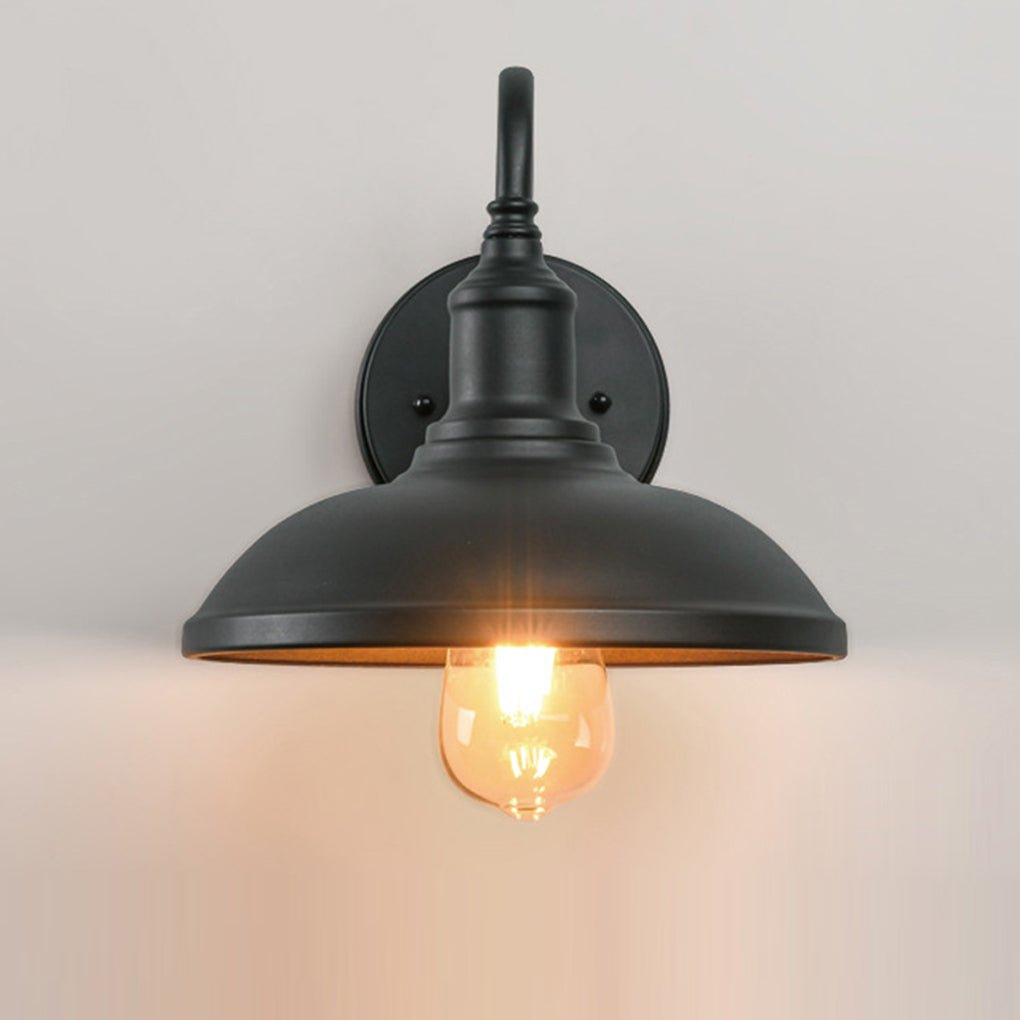 Retro Outdoor Wall Sconce — Aluminum, IP65 Weatherproof, Auto Light-Sensing, Black