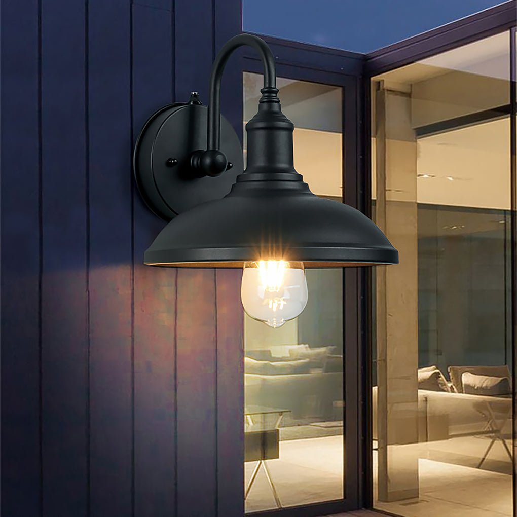 Retro Outdoor Wall Sconce — Aluminum, IP65 Weatherproof, Auto Light-Sensing, Black