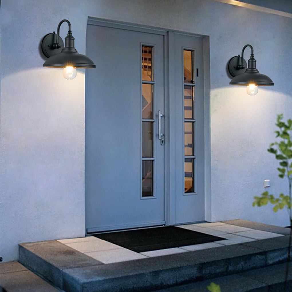 Retro Outdoor Wall Sconce — Aluminum, IP65 Weatherproof, Auto Light-Sensing, Black