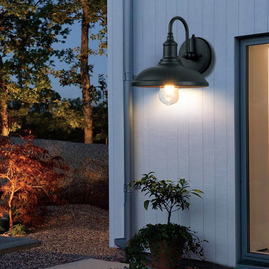 Retro Outdoor Wall Sconce — Aluminum, IP65 Weatherproof, Auto Light-Sensing, Black
