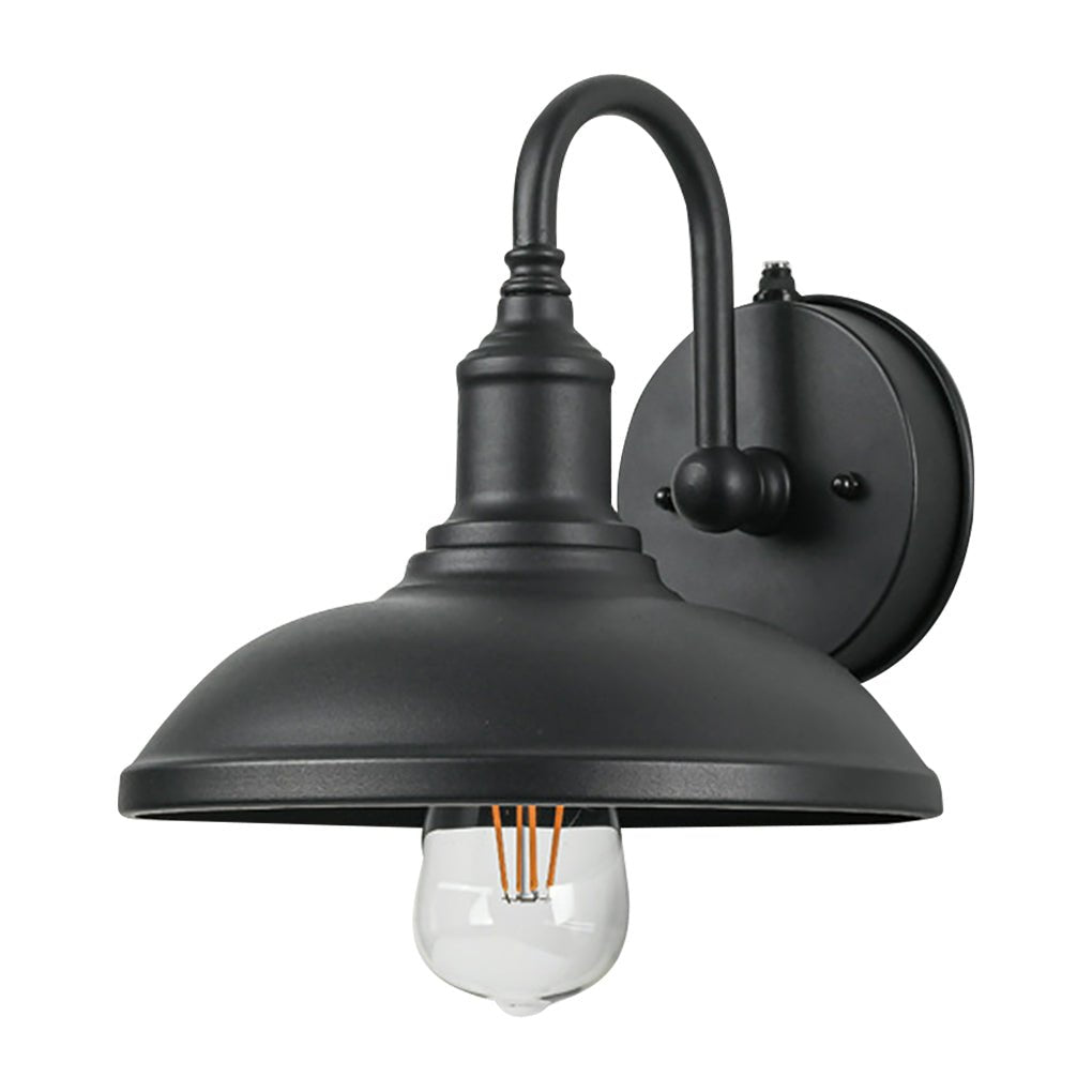 Retro Outdoor Wall Sconce — Aluminum, IP65 Weatherproof, Auto Light-Sensing, Black
