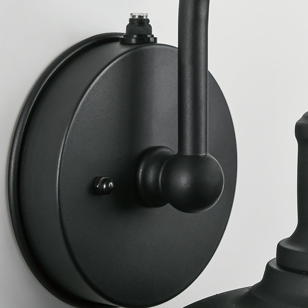 Retro Outdoor Wall Sconce — Aluminum, IP65 Weatherproof, Auto Light-Sensing, Black