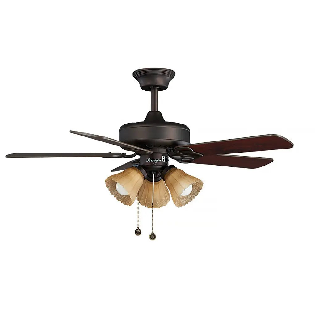 Retro Pastoral Ceiling Fan Lamp with Noiseless Operation and Heat-Resistant Wooden Blades Luxe