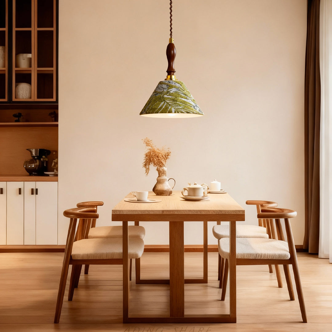 French Country Olive Green Metal Pendant — E27, 7W LED, 59.1" Adjustable Chain, 1-Light