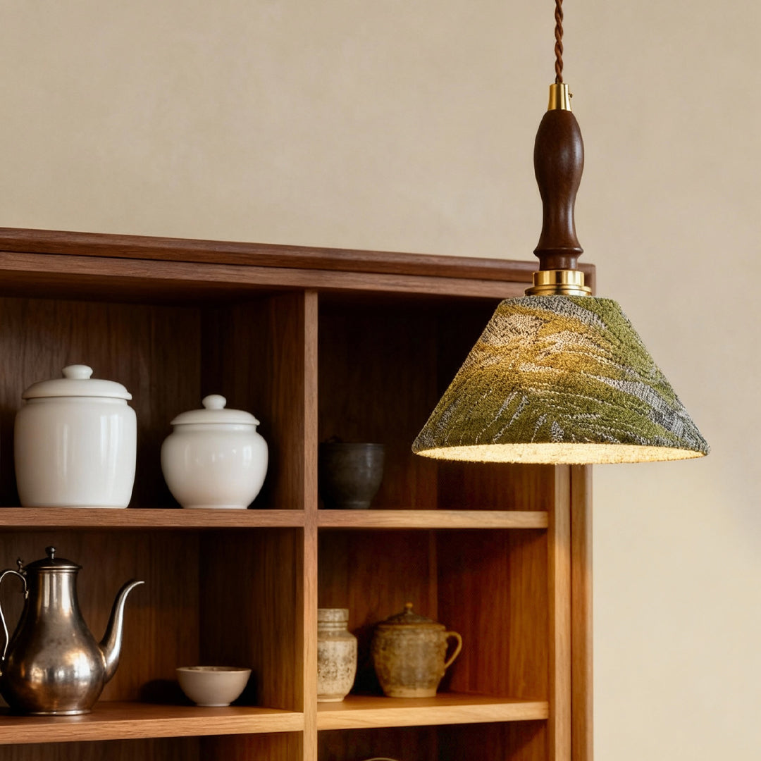 French Country Olive Green Metal Pendant — E27, 7W LED, 59.1" Adjustable Chain, 1-Light