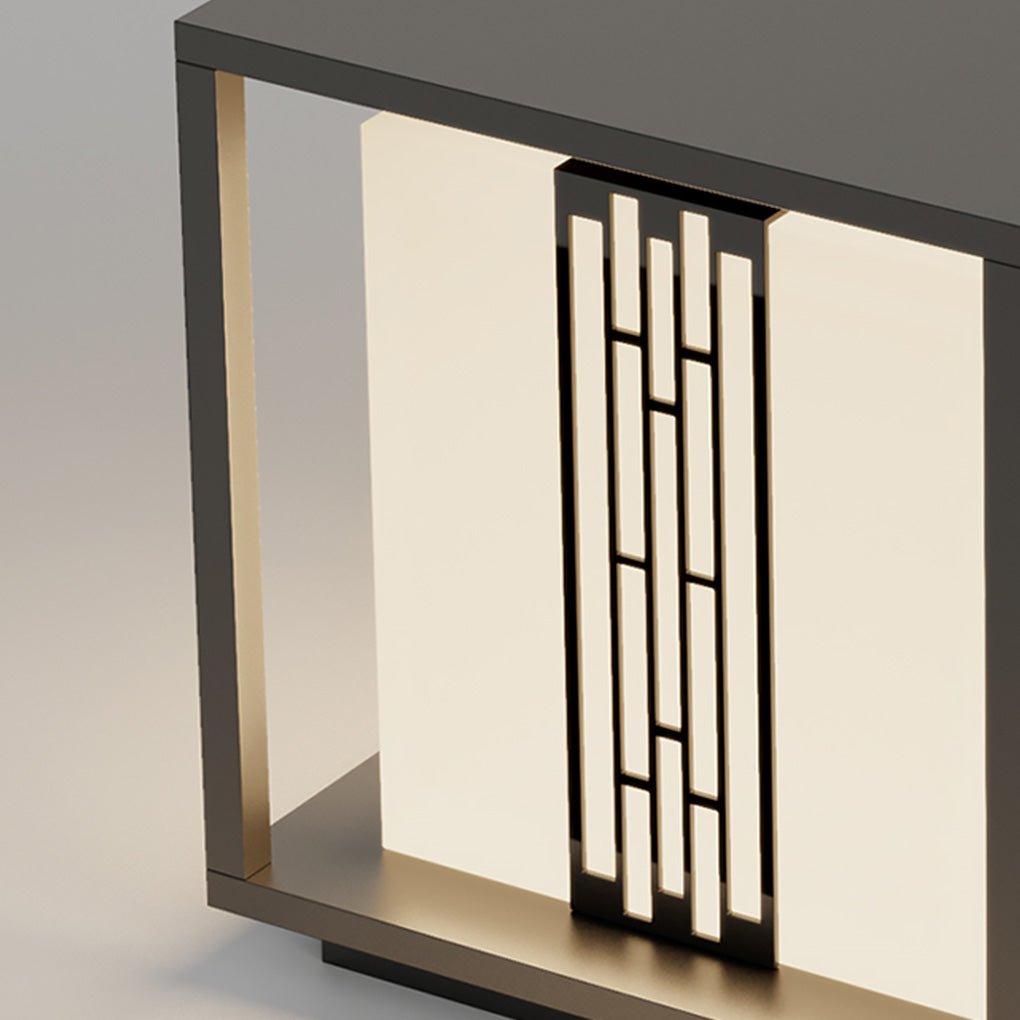 Retro Lined Outdoor Bollard Light — Stainless Steel and Imitation Marble, E27, IP54, 3000K Warm White