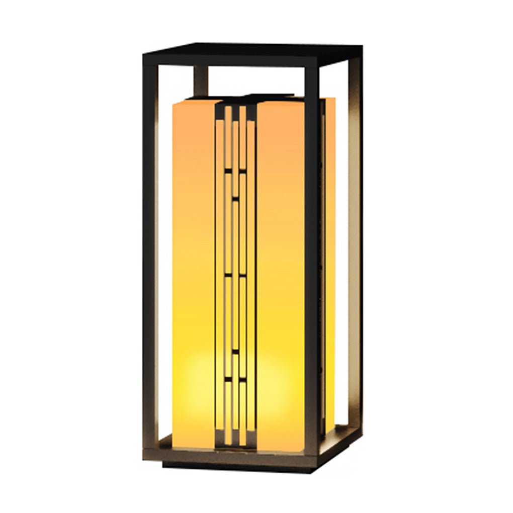 Retro Lined Outdoor Bollard Light — Stainless Steel and Imitation Marble, E27, IP54, 3000K Warm White