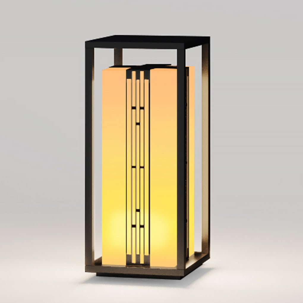 Retro Lined Outdoor Bollard Light — Stainless Steel and Imitation Marble, E27, IP54, 3000K Warm White