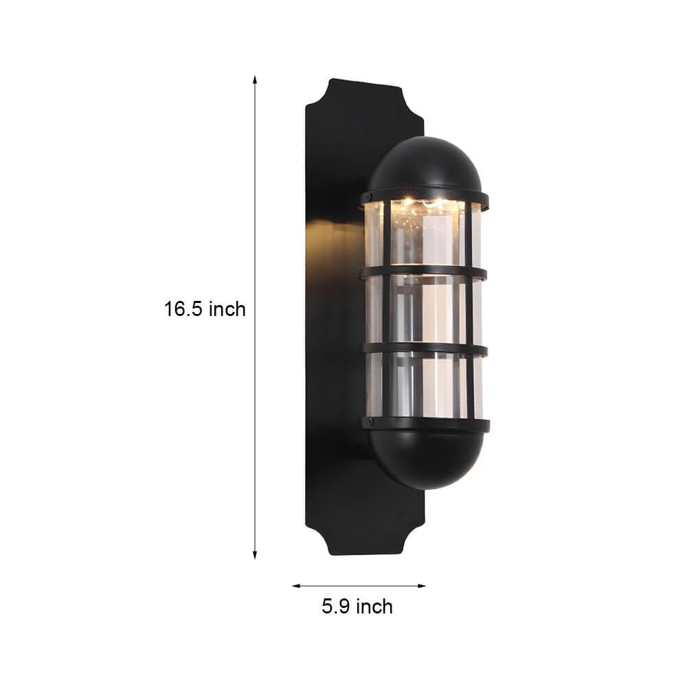retro telephone booth inspired led sconce light with iron and glass design