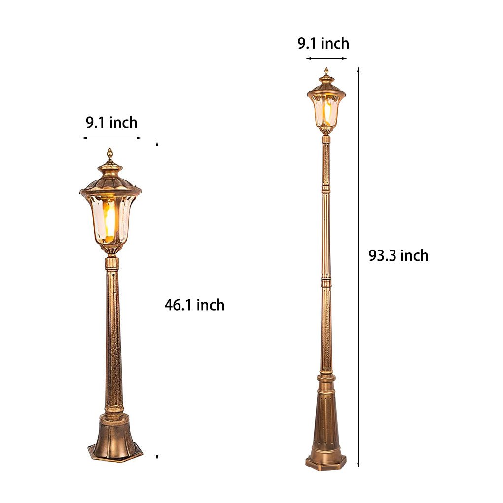 Retro European Bronze Outdoor Post Light — Die-Cast Aluminum, E27 LED, IP55 Waterproof, Hardwired