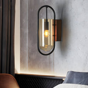 Retro Wood Base Wall Sconce — Glass, Iron, and Wood, LED, 3-Step Color Dimming (3000K / 4500K / 6000K)