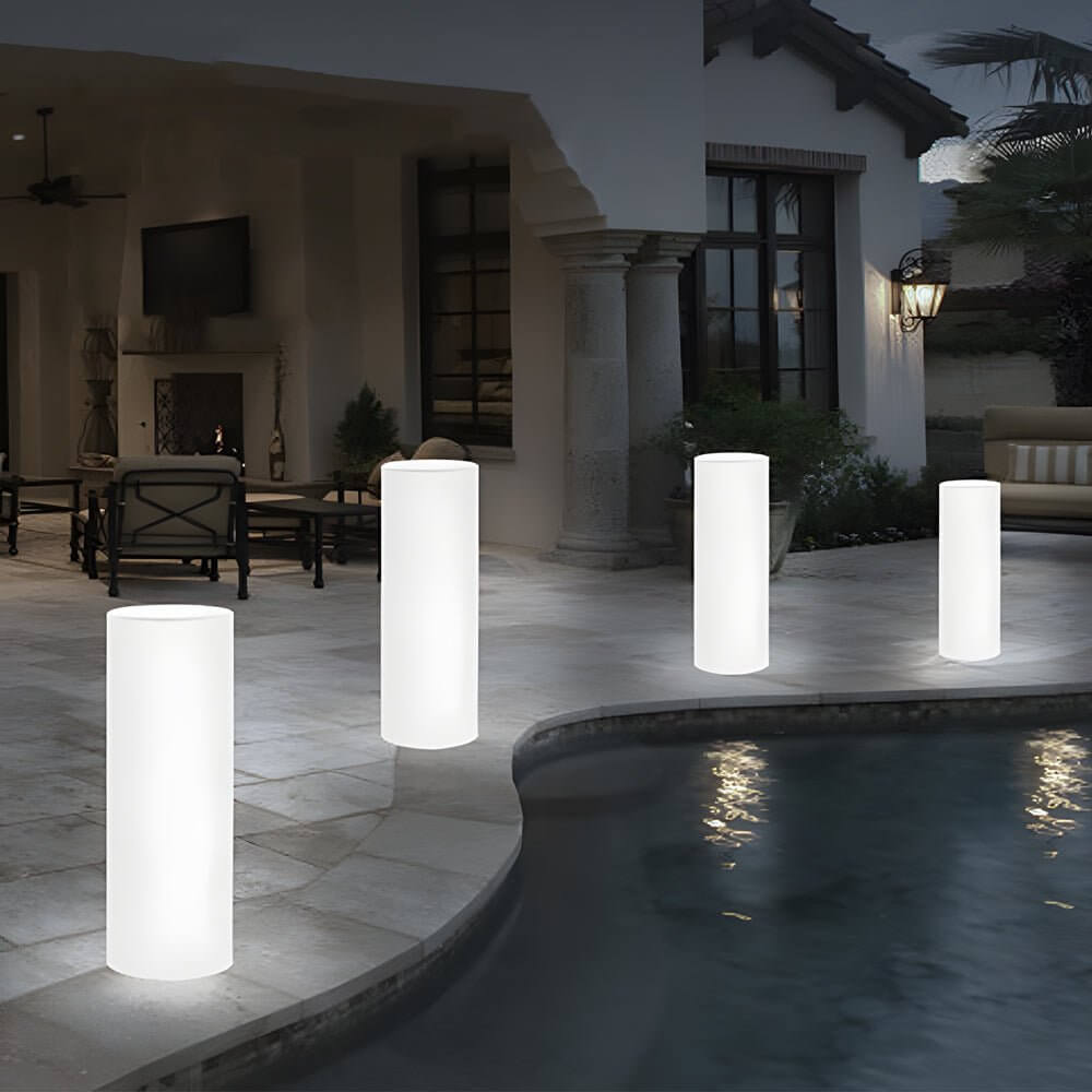 rgb color changing cylinder pe led outdoor floor lamp with remote control