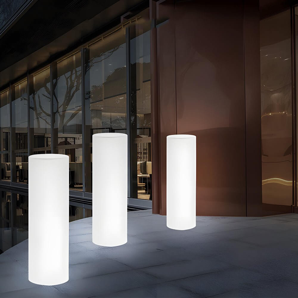 rgb color changing cylinder pe led outdoor floor lamp with remote control