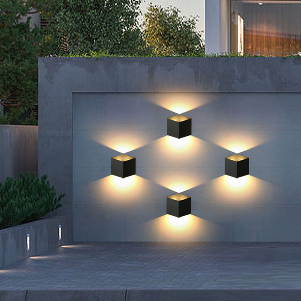 Modern Square Waterproof LED Outdoor Wall Lights with Up and Down Lighting