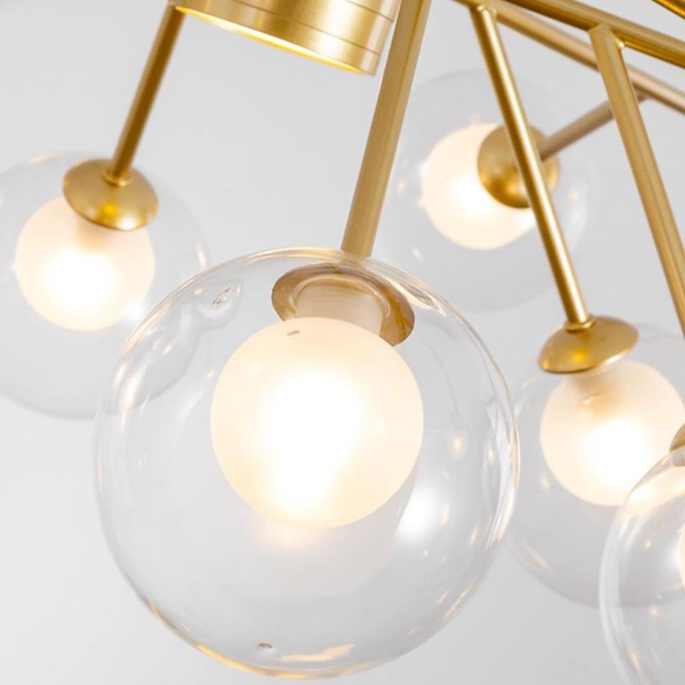 Modern Lantern Chandelier — Glass and Gold Metal, G9, 9-Light, 35" Diameter