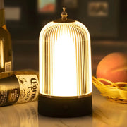 Ambient LED Ribbed Glass Table Lamp Lantern for Nightstands Luxe