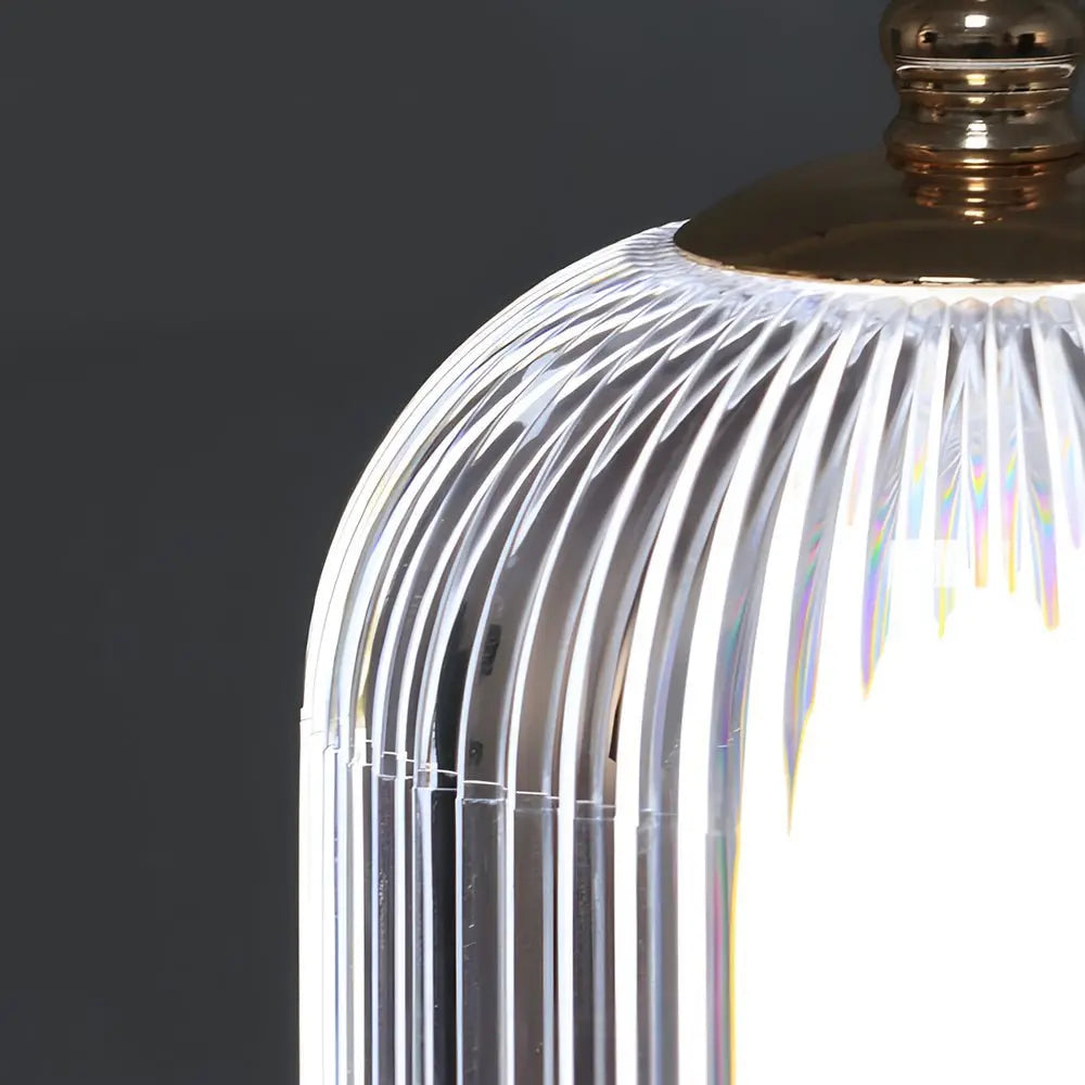 Ambient LED Ribbed Glass Table Lamp Lantern for Nightstands Luxe