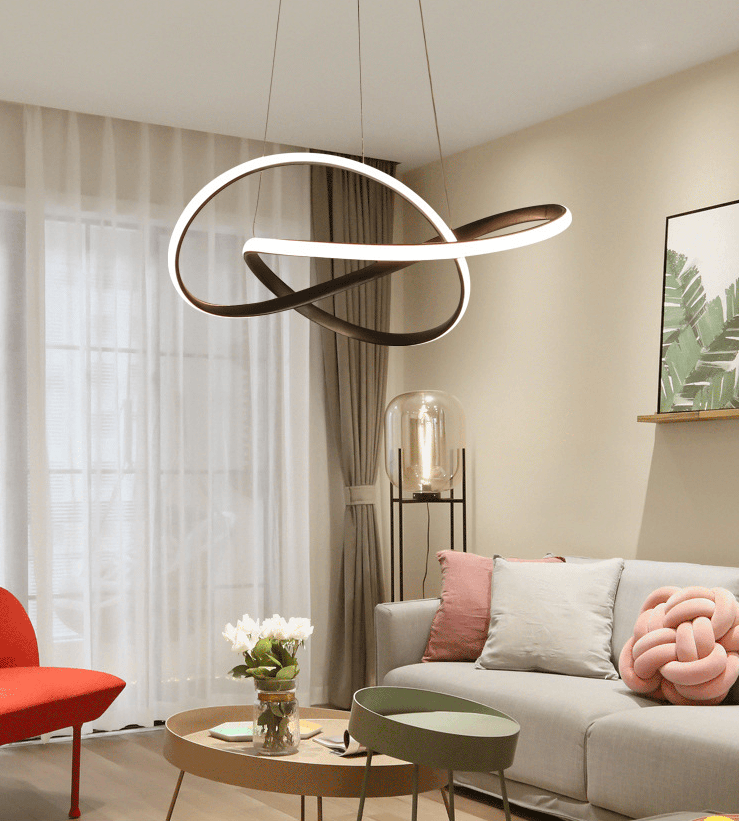 Ribbon-Style Chandelier — Aluminum, Integrated LED, Three-Color Dimming, Remote Control, 20" or 24"