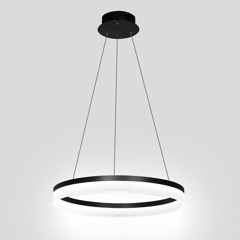 Flat Circular Modern Chandelier — Aluminum & Acrylic, Integrated LED, Dimmable with Remote, 24" or 31", 3000K / 4500K