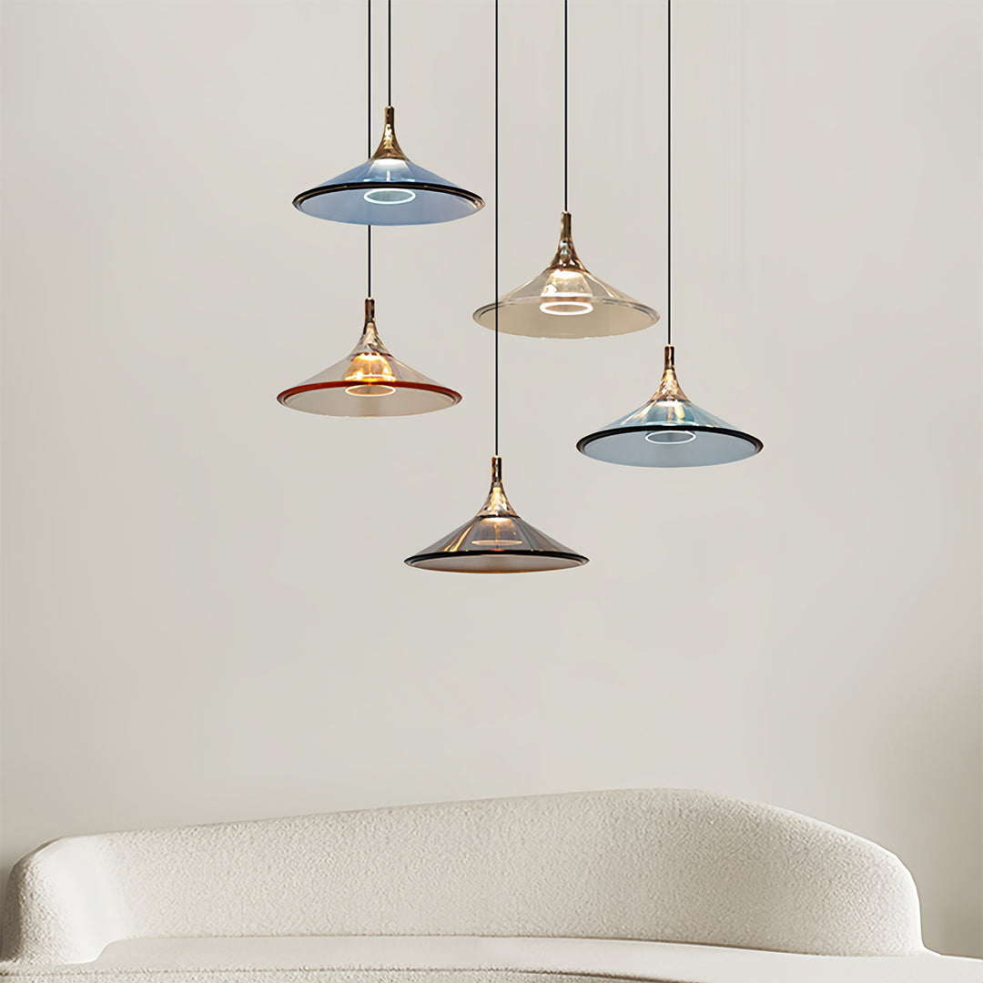 Rise-and-Fall Mini Pendant — Aluminum and Acrylic, 5W LED, 1.8m Adjustable Cord, Morandi Color Options