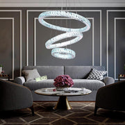 Geometric Circle Crystal Chandelier — Metal and Crystal, 67.5W LED, 28" Wide, 3000K–6000K