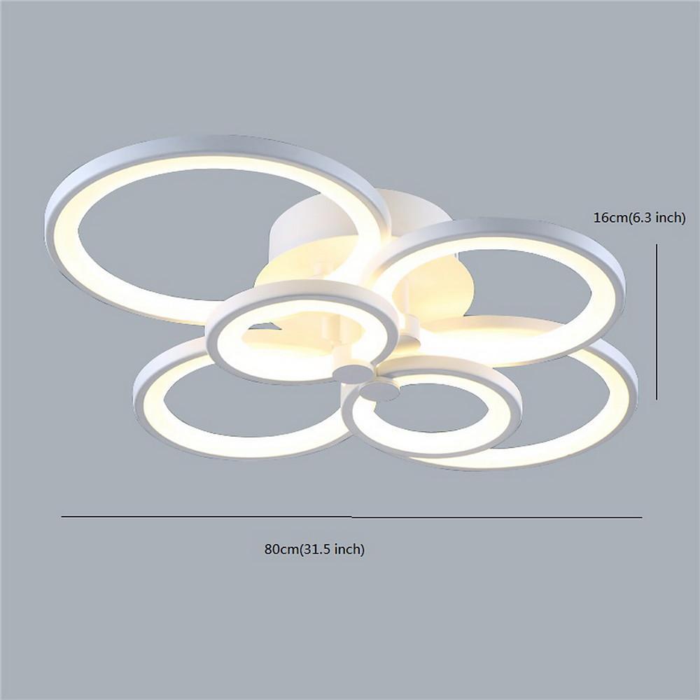 Multi-Ring Flush-Mount Ceiling Light — Metal and Acrylic, Dimmable LED, 3000K–6000K, 31" Wide
