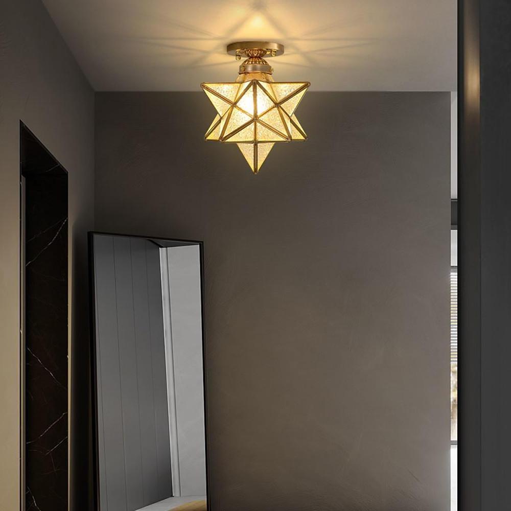 Geometric Multi-Pointed Star Semi-Flush Mount — Metal and Glass, E26/E27, 110–120V