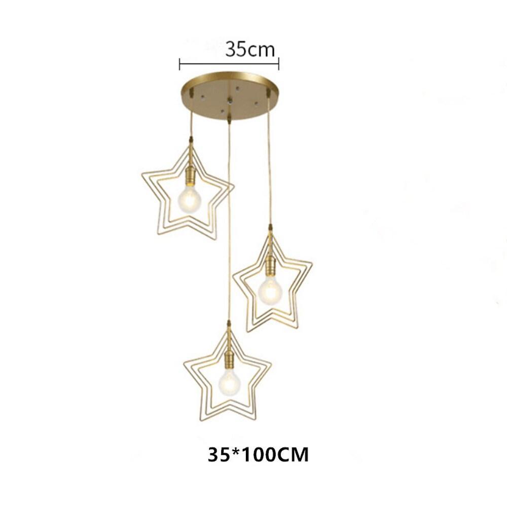 Multi-Star Geometric Pendant Light — Metal, Black or Gold, 1- or 3-Light, 3000–6000K